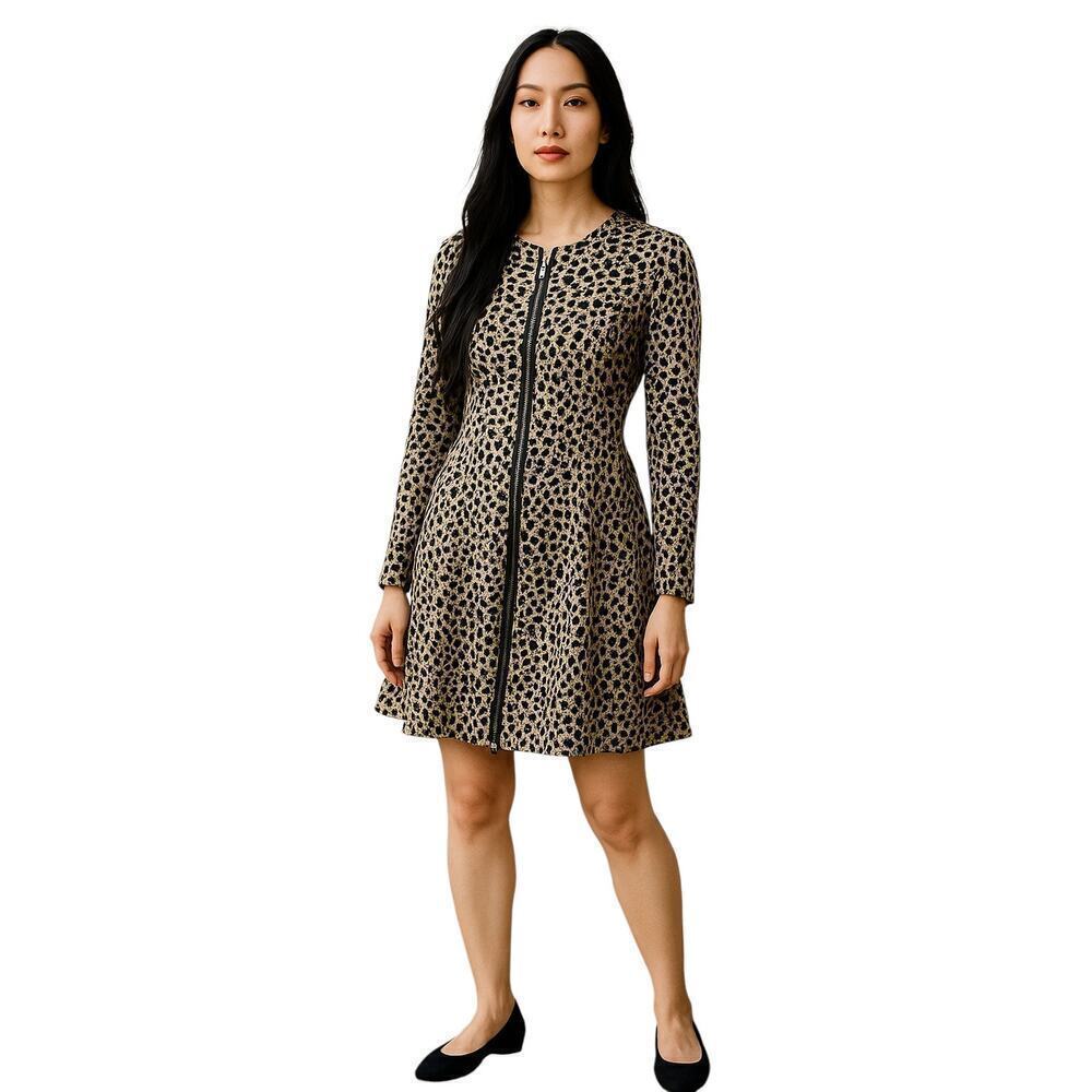 Grace Dane Lewis Women’s Size 4 Leopard Print Zip Front Fit & Flare Jacket Dress